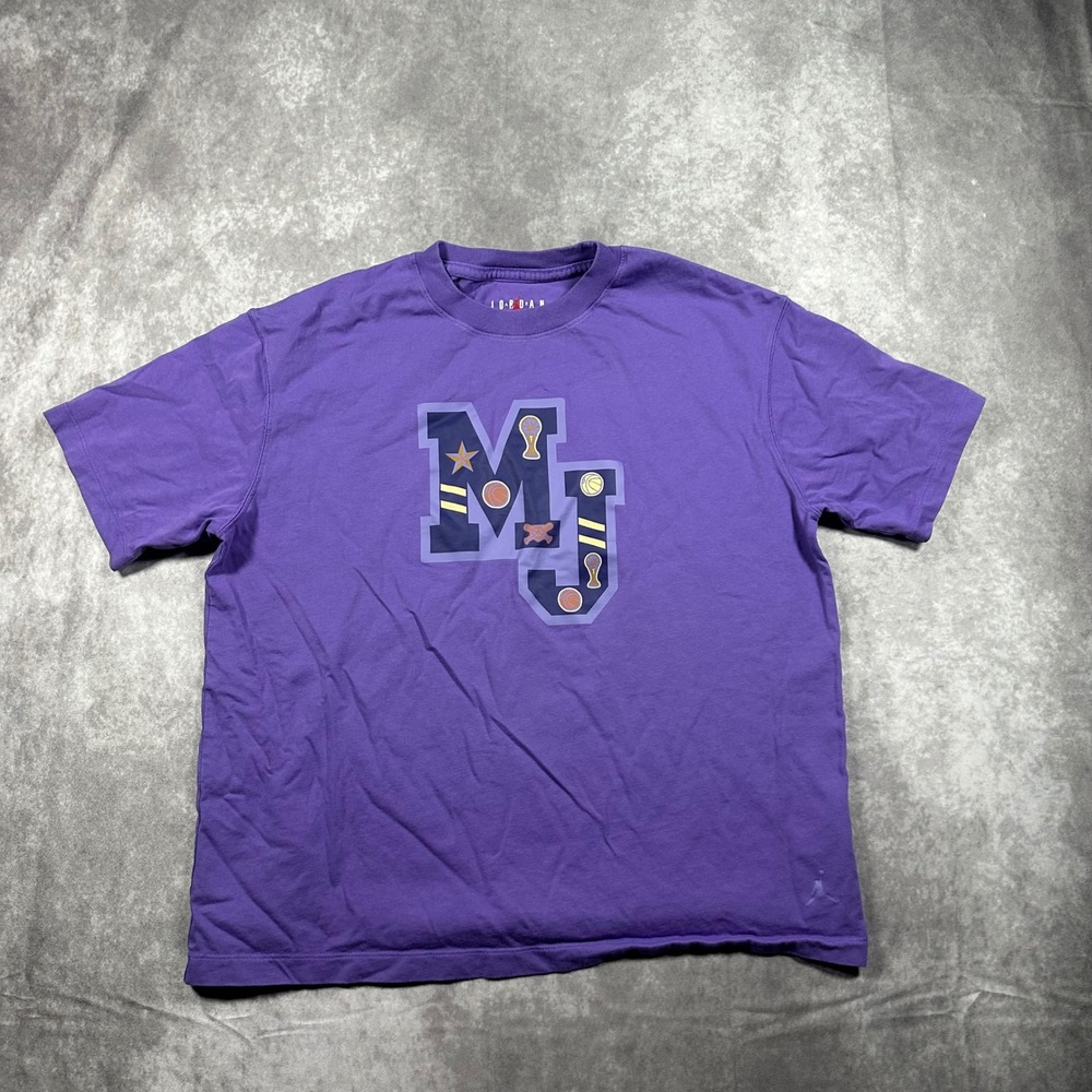 Jordan Mens MJ Championship Graphic T-Shirt M Purple Short Sleeve Boxy Fit Y2K